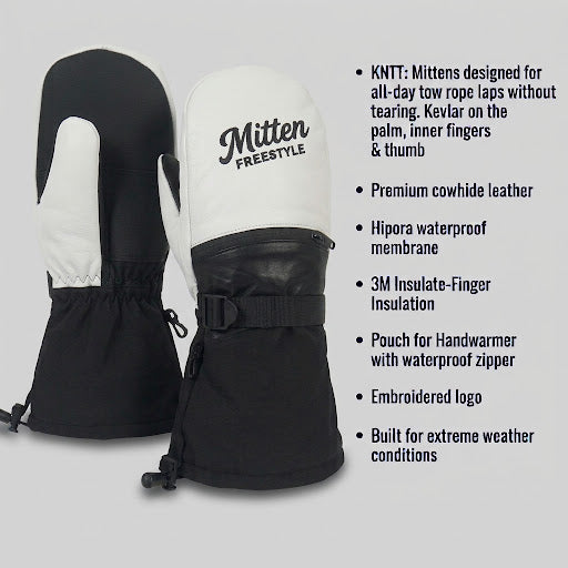 Mitten Freestyle Leather Mitten with Kevlar No-Tear Technology (KNTT) - White/Black - Retro Logo