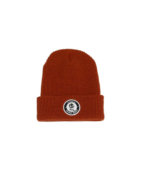 Skroove Choose Happy Shred Squad Waffle Beanie - available in Black, Rust, Mustard