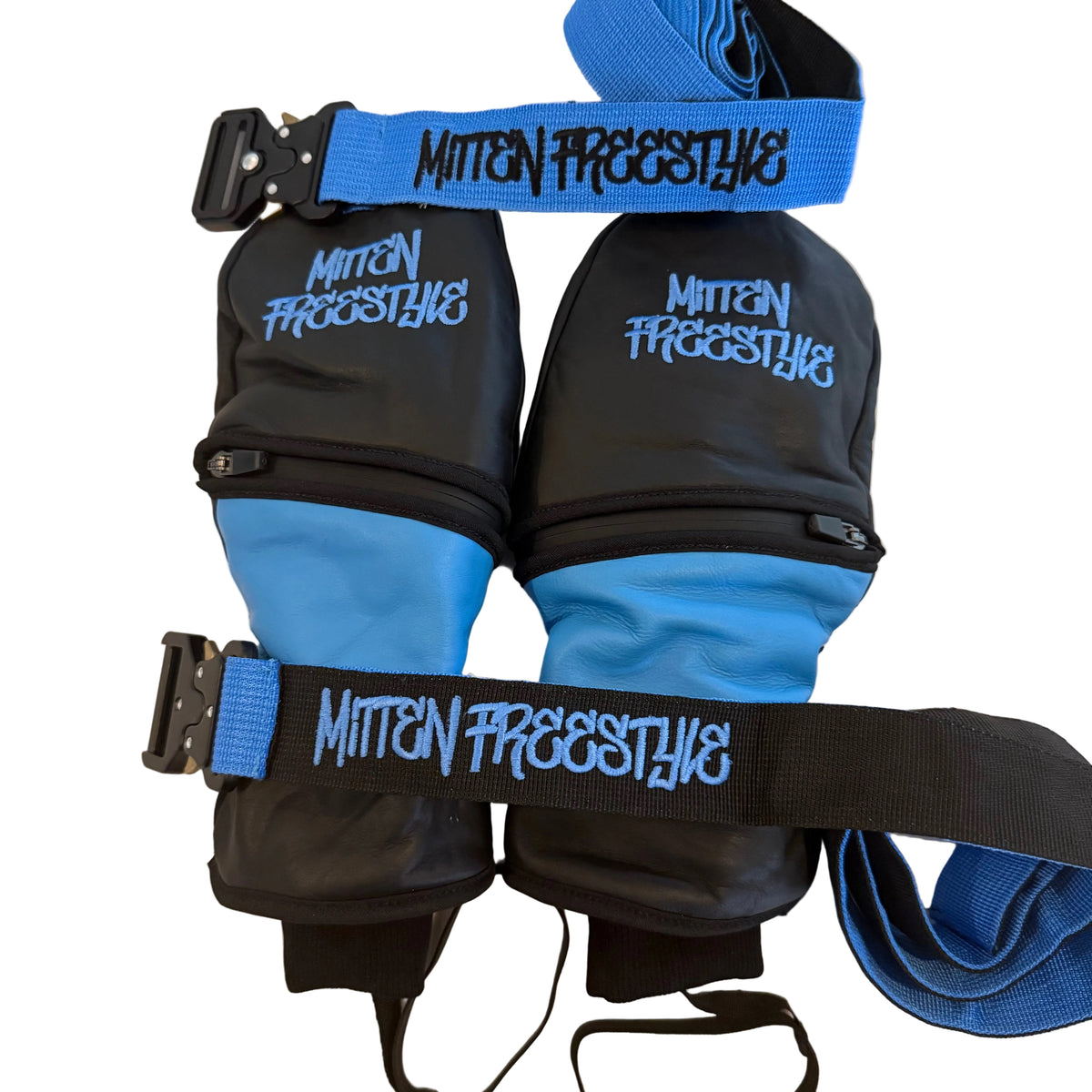 Mitten Freestyle Leather-Kevlar No-Tear Mitten + Exposed Hand Technology - Baby Blue / Black
