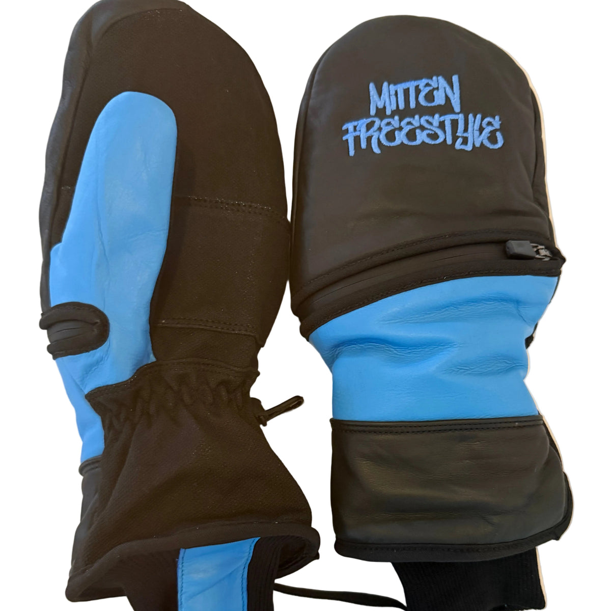 Mitten Freestyle Leather-Kevlar No-Tear Mitten + Exposed Hand Technology - Baby Blue / Black