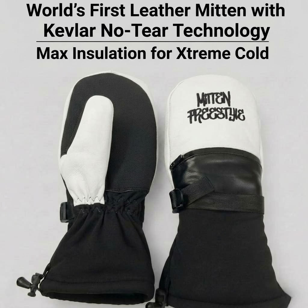 Mitten Freestyle Leather Mitten with Kevlar No-Tear Technology (KNTT) - White/Black