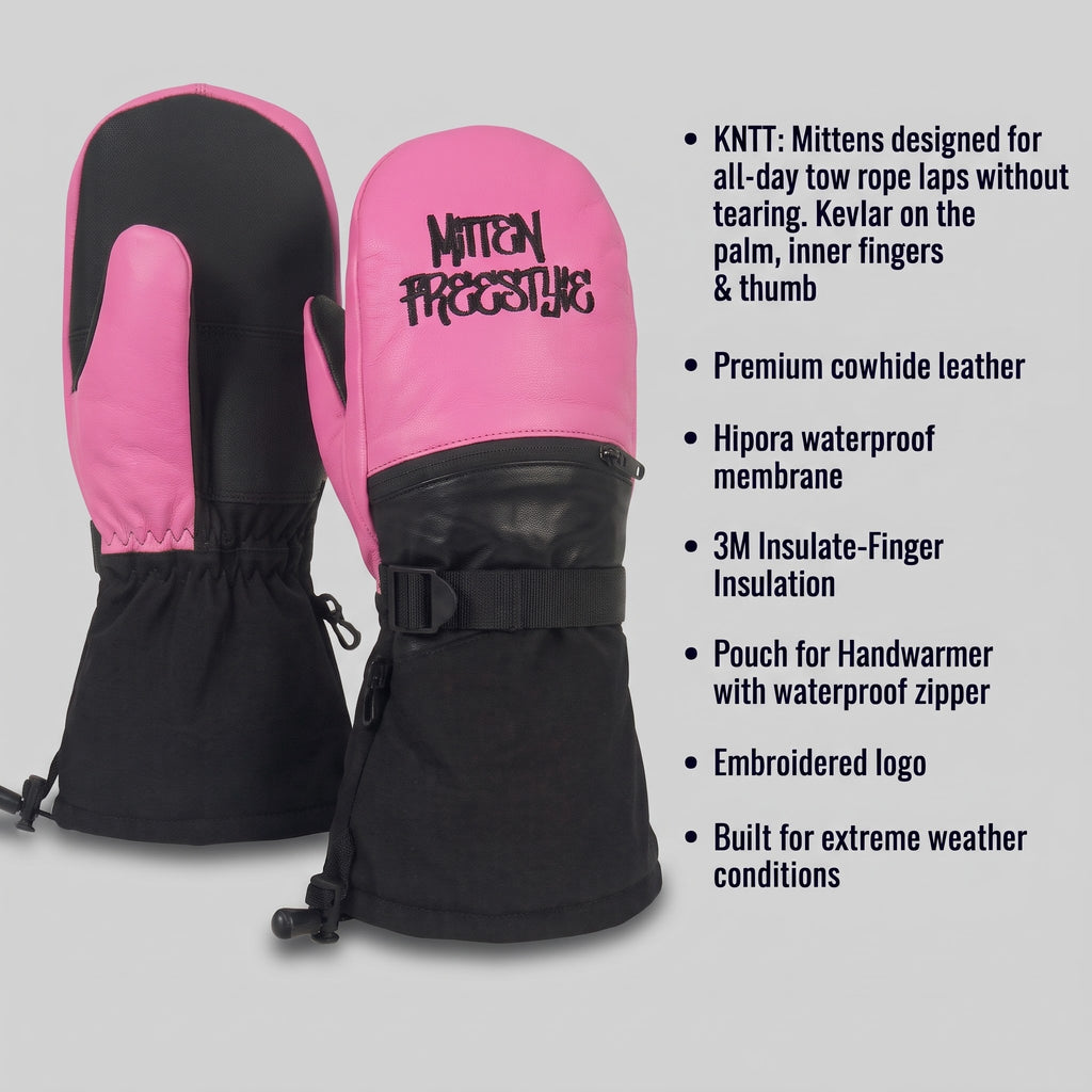 Mitten Freestyle Leather Mitten with Kevlar No-Tear Technology (KNTT) - Pink/Black
