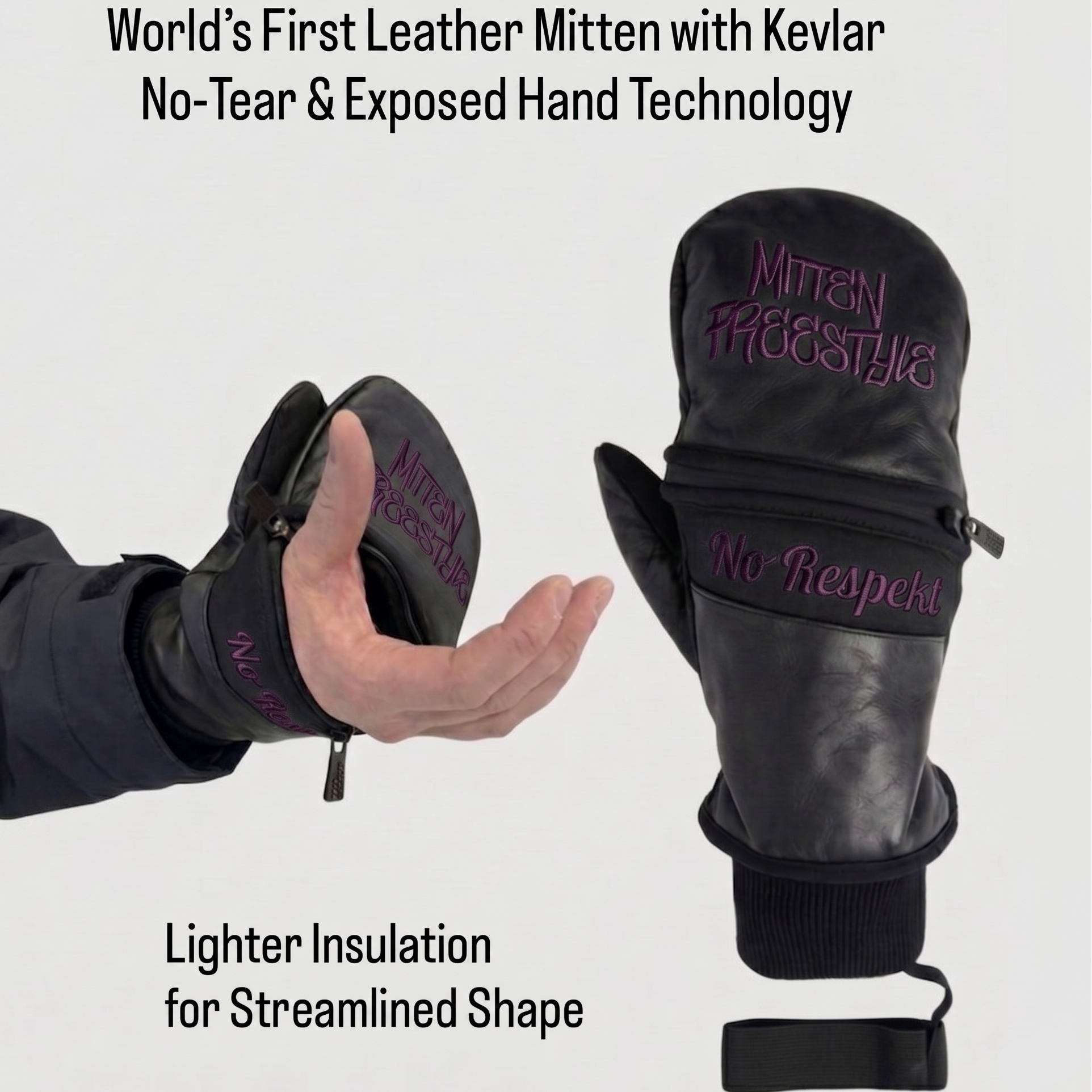 Mitten Freestyle / No Respekt Board Collab Mitten - Inspired by Kian Gabrinski - Dark Purple lettering